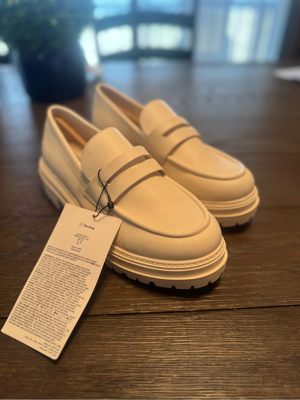 Men's Cream Platform Penny Loafers